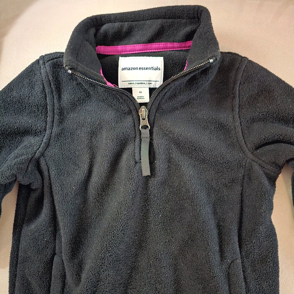 Toddler 4T - Black Quarter Zip Fleece Pullover Jacket